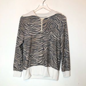 Chasor Zebra Print Hoodie Sweater Medium